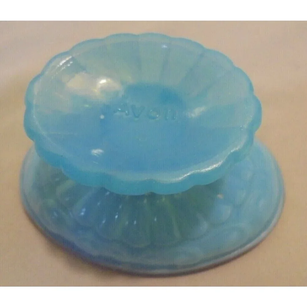 Avon Bristol blue Turquoise 3-pc Bathroom Set Cologne Bottle tumbler soap dish